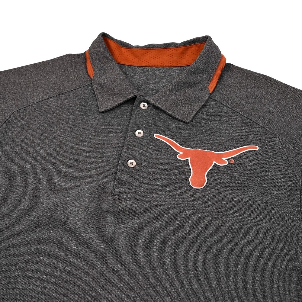 Texas Longhorns Nike Dri Fit Polo Shirt Men's Large Gray Embroidered Patch Bevo
